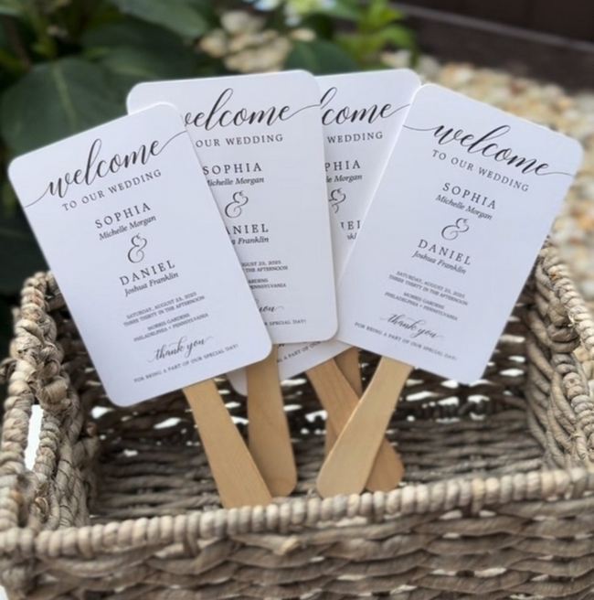 Minimalist Best Day Ever wedding program with timeline design